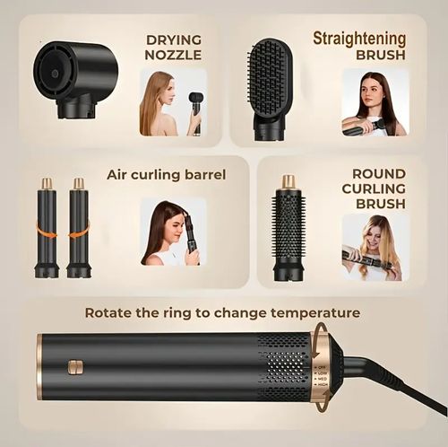 5-in-1 Blow Dryer Brush - Detachable Air Curler & Styler