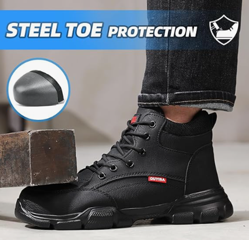Steel Toe Work Boots for Men, Lightweight Safety Work Boots with Kevlar Midsole, Water-Resistant for Construction and Warehouse Work