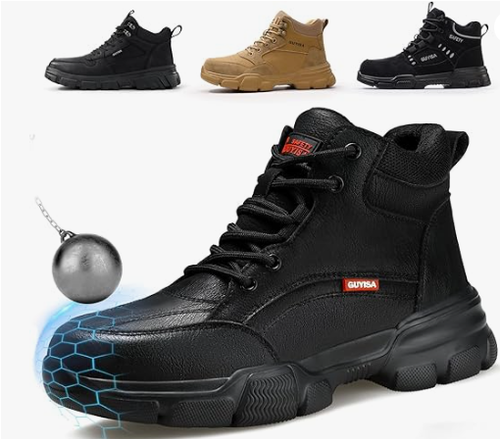 Steel Toe Work Boots for Men, Lightweight Safety Work Boots with Kevlar Midsole, Water-Resistant for Construction and Warehouse Work