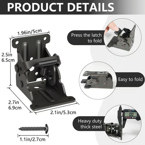 4pcs Heavy-Duty Folding Table Leg Brackets with Self-Locking Hinges