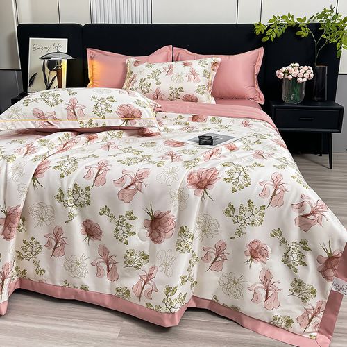 Silk Cool Ice Silk Air Conditioning Thin Quilt 4-Piece Set