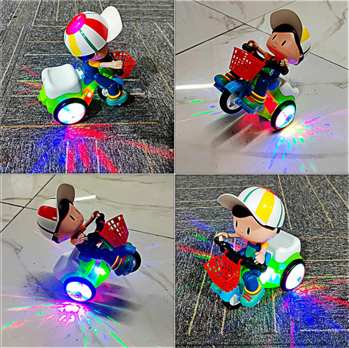 Equipped with Battery and Charger Stunt Spin Dance Tricycle Electric Toy with Sound Music Light