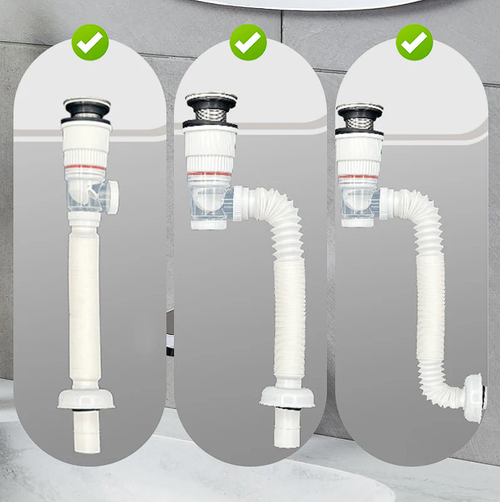 Multi-Use Flexible Drain Pipe with Odor Prevention Cup