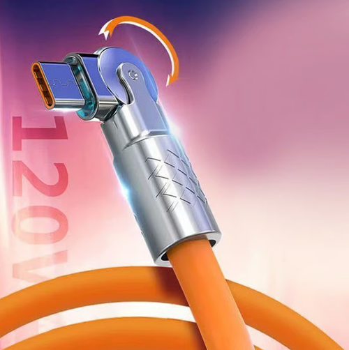 2pcs 120W 3 in 1 Rotating Elbow Fast Charging Data Cable