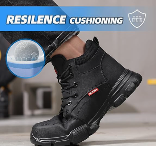 Steel Toe Work Boots for Men, Lightweight Safety Work Boots with Kevlar Midsole, Water-Resistant for Construction and Warehouse Work