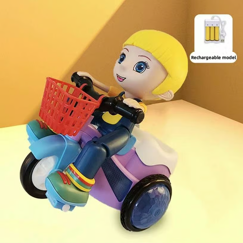 Equipped with Battery and Charger Stunt Spin Dance Tricycle Electric Toy with Sound Music Light