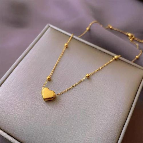 Fashionable titanium steel heart - shaped necklace.
