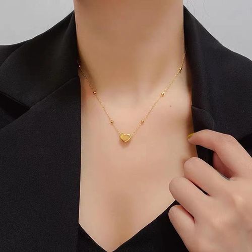 Fashionable titanium steel heart - shaped necklace.