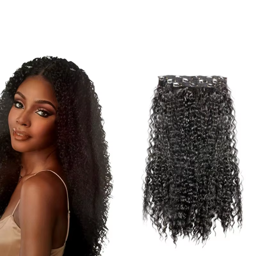 Hairpiece - Synthetic fiber curly hair clip style hair extension full head wig for ladies