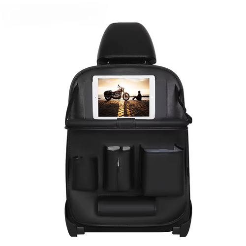 Car Seat Back Storage Bag, Leather Cartoon Multifunctional Organizer Box, Dining Table Style, Car Seat Back Hanging Pouch