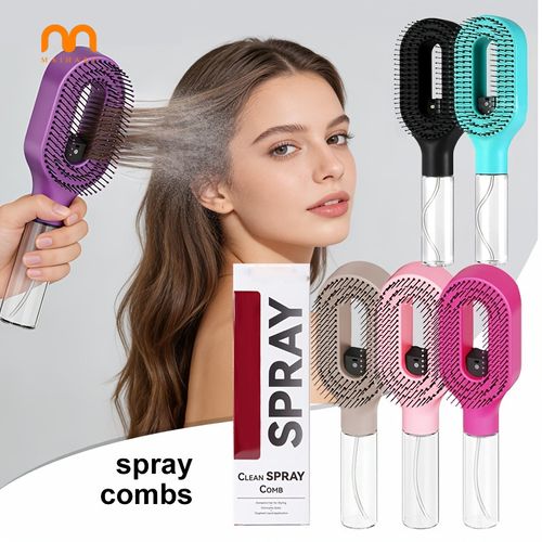 Easy-to-use two-in-one hair brush with an innovative mist sprayer and brush design, ideal for styling both wet and dry hair, featuring a convenient water reservoir