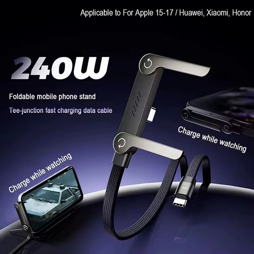 240W invisible vertical fast charging cable, flat right-angle USB C data cable, suitable for iPhone 17, 16, 15 Pro Max, Samsung Galaxy S25, S24