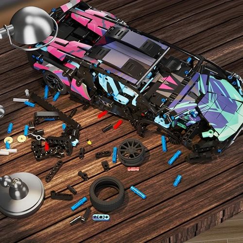 BlocX 1314PCS DIY Sports Car Model Building Block Set Colorful 1:14 Scale RC Car Kit