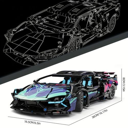 BlocX 1314PCS DIY Sports Car Model Building Block Set Colorful 1:14 Scale RC Car Kit