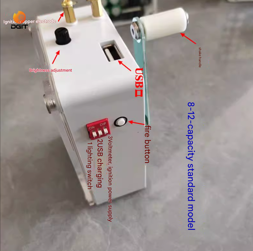 6V manual crank generator with 8 capacitors for USB charging