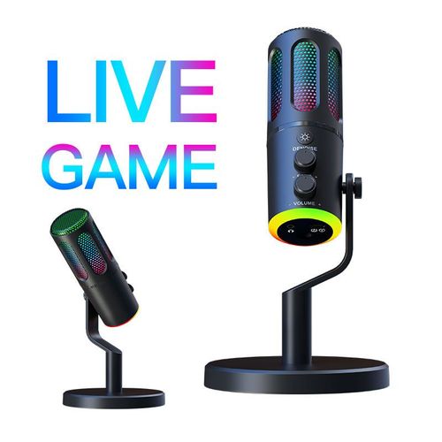 New Professional Live Streaming USB Mic Podcast Recording Condenser Mic Game RGB Light Condenser Mike