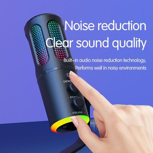 New Professional Live Streaming USB Mic Podcast Recording Condenser Mic Game RGB Light Condenser Mike