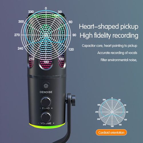 New Professional Live Streaming USB Mic Podcast Recording Condenser Mic Game RGB Light Condenser Mike