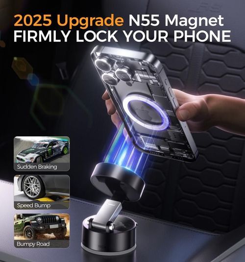 Car Magnetic Phone Holder Hands Free Double Sided Magnetic Vacuum Suction Phone Mount Holder for All Phones