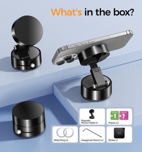 Car Magnetic Phone Holder Hands Free Double Sided Magnetic Vacuum Suction Phone Mount Holder for All Phones