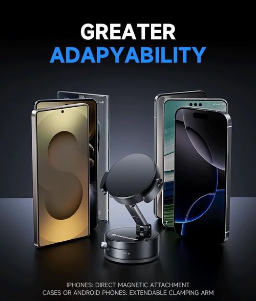 Car Magnetic Phone Holder Hands Free Double Sided Magnetic Vacuum Suction Phone Mount Holder for All Phones