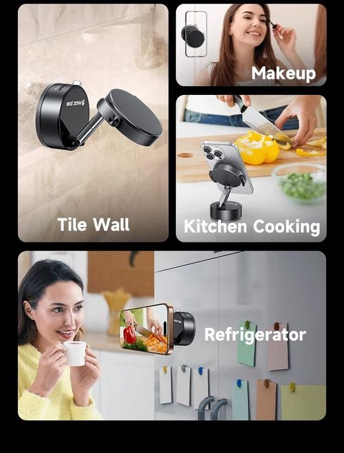 Car Magnetic Phone Holder Hands Free Double Sided Magnetic Vacuum Suction Phone Mount Holder for All Phones