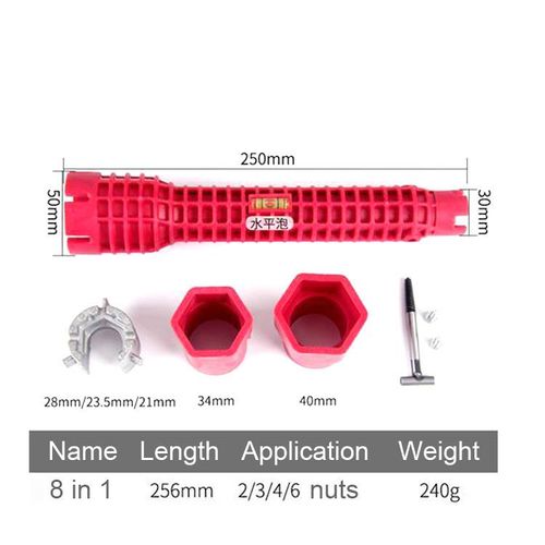 8 in 1 Multi-functional Bathroom Water Pipe Spanner Tools Faucet and Sink Installer Wrench
