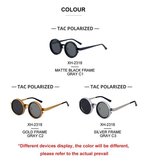 Round Adjustable ND Polarized UV400 Shades Sun Glasses Sunglasses for Women Men
