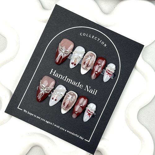 Hand-painted bow nail art（zjm006）