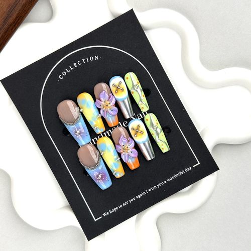 Almond nails hand-carved nail art（zjl001）