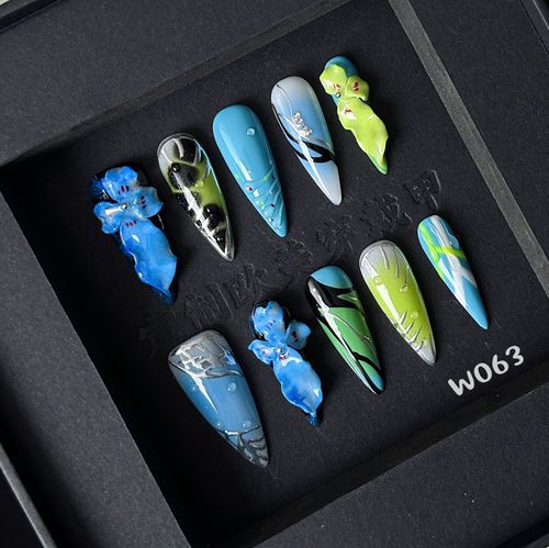 Hand-carved colored nail art (zjl015)