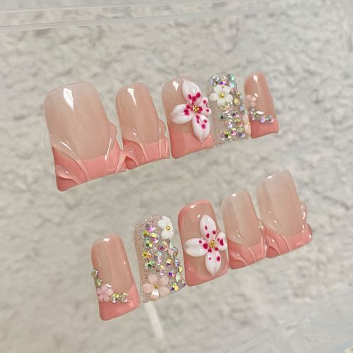2025 pink carved nail art (zjs004)