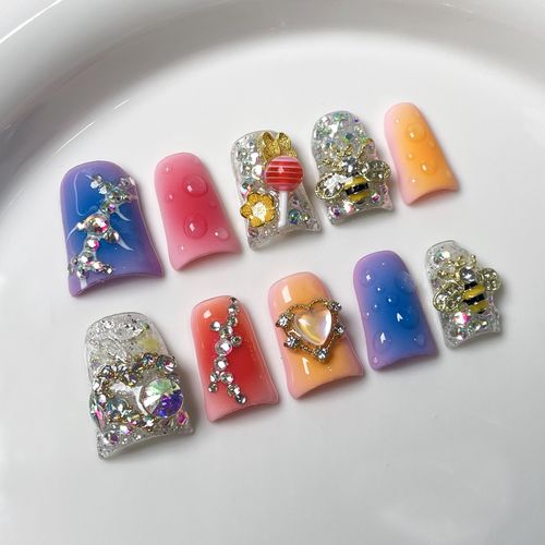 Handmade diamond nail art (zjs008)