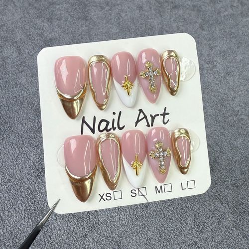 Metallic cross nail art (zjs011)
