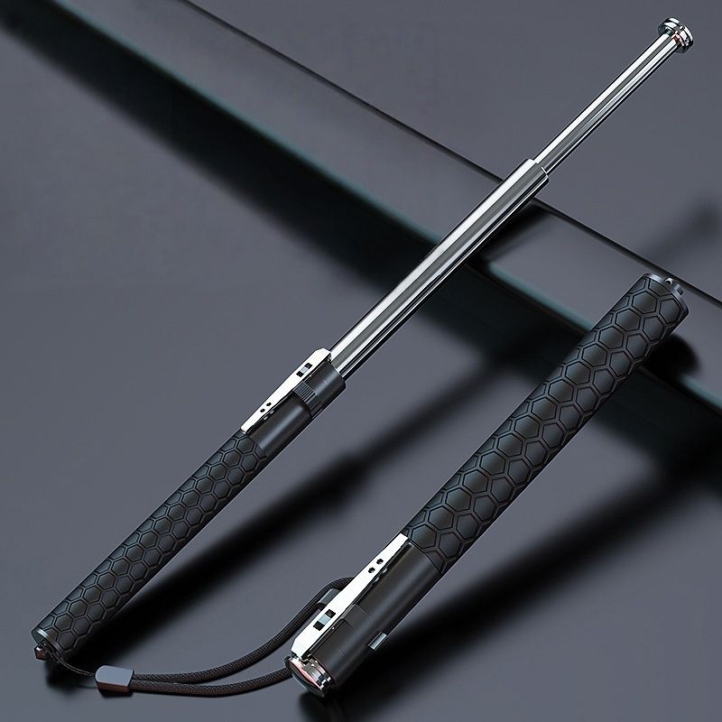 Automatic Telescopic Self-Defense Stick with Locking Design, Window Break, Portable, Gray