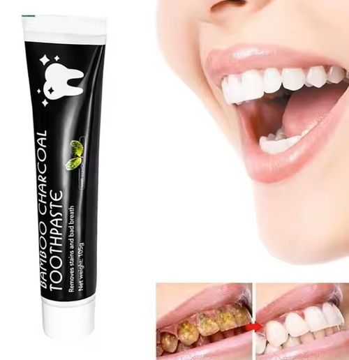 Stain removal, bad breath, oral care, teeth whitening, natural black bamboo activated charcoal toothpaste 105g