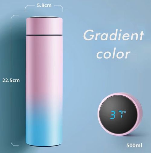 Double-wall LED touchscreen temperature display cup, vacuum stainless steel smart water bottle, gradient insulated bottle.