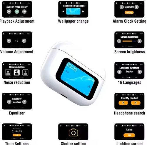 A9 Pro new liquid crystal touch smart screen control wireless Bluetooth headphones in-ear headphones with noise cancellation, waterproof, and long battery life.
