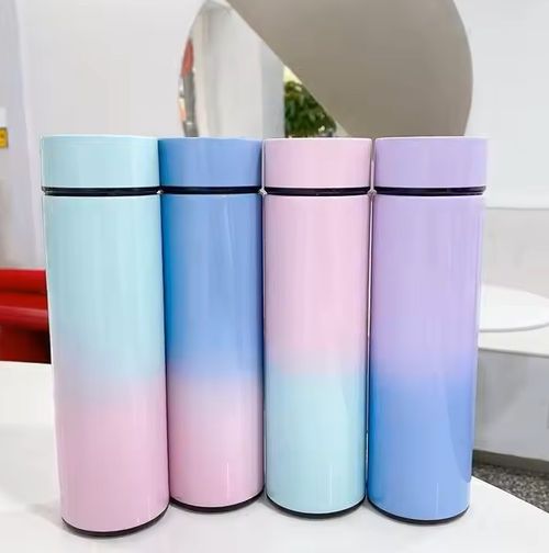 Double-wall LED touchscreen temperature display cup, vacuum stainless steel smart water bottle, gradient insulated bottle.