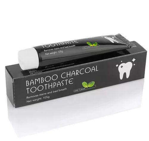 Stain removal, bad breath, oral care, teeth whitening, natural black bamboo activated charcoal toothpaste 105g