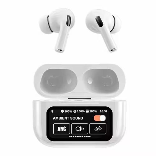 A9 Pro new liquid crystal touch smart screen control wireless Bluetooth headphones in-ear headphones with noise cancellation, waterproof, and long battery life.