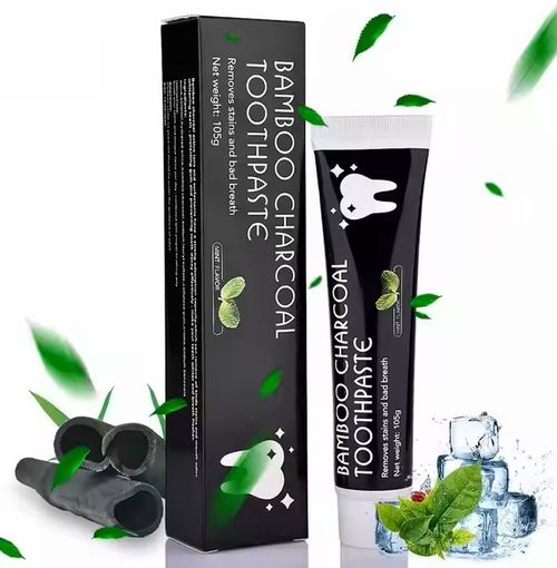 Stain removal, bad breath, oral care, teeth whitening, natural black bamboo activated charcoal toothpaste 105g