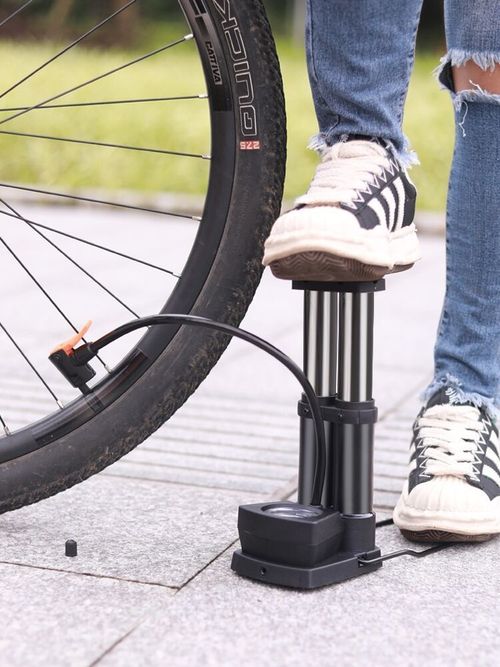 Portable Dual‑Barrel Foot Operated Air Pump, Multifunctional Foot Pump with Pressure Gauge