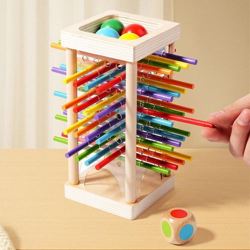 Wooden Stick Game, Colorful Educational Toy for Cognitive Development & Focus Training, Includes Mixed Colors Sticks and Dual-level Puzzle