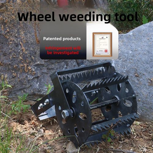 New Handheld Wheeled Weeder – Push-Type Hoe – Manganese Steel Weeding Tool – Serrated Wide-Blade Weeder