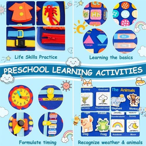 Best-selling preschool learning toy: Montessori busy board for fine motor skills and sensory play.