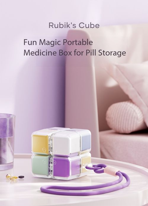 Magnetic Cube Portable 8 Compartment Pill Organizer Box