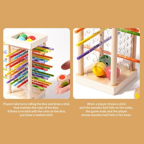 Wooden Stick Game, Colorful Educational Toy for Cognitive Development & Focus Training, Includes Mixed Colors Sticks and Dual-level Puzzle