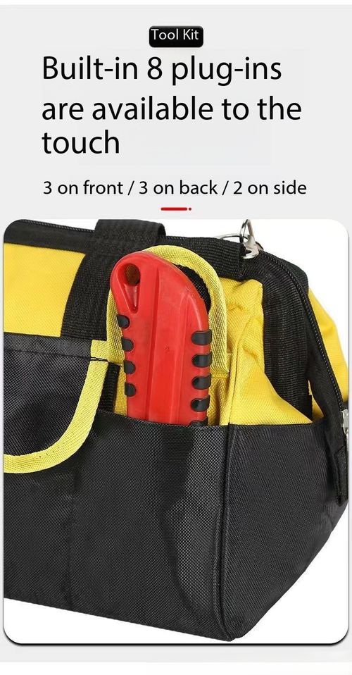 Heavy Duty 1680D Oxford Tool Bag Water Resistant Multi Pocket Hand & Crossbody Storage Bag for Electricians Builders