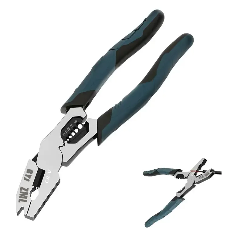 DealsForYouDays  6-in-1 Multi-Function CR-V Steel Wire Stripper Pliers, Diagonal Cutters with Adjustable Cutting Depth and Sharp Blades for Nails and Electrical Cables, Hardware Wirecutters, Construction Tool, Hand Tools Wire Stripping Machine Wirepliers